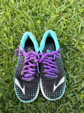 Brooks PureFlow 5 Running Shoes Women’s Size 7.5 Black Teal Purple Athletic